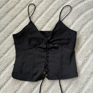 Zara Black Lace Up Top